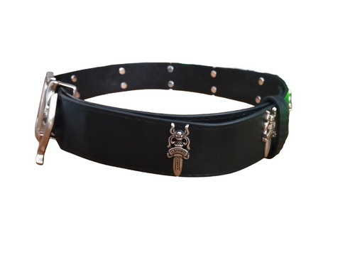 Chrome Hearts Black Leather Belt with Sterling Silver Details